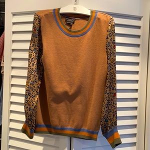 Anthropologie sweater with sheer leopard print sl.